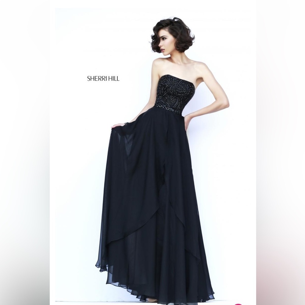 Sherri Hill Black Prom Dress Formal Evening Gown Style 1941 Womens Size 4